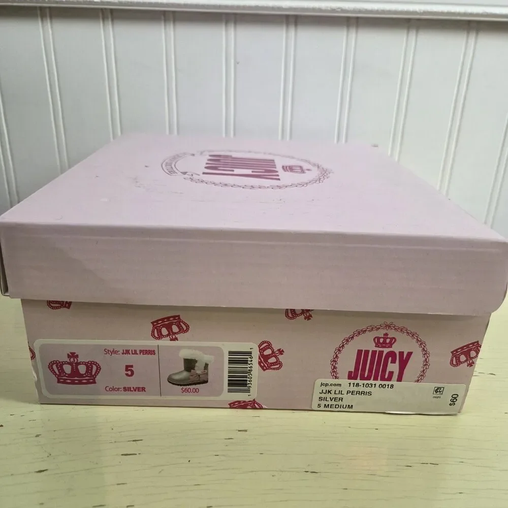 JUICY COUTURE JJK LIL PERRIS TODDLER SILVER EMBELLISHED BOOTS SIZE 5 NWT